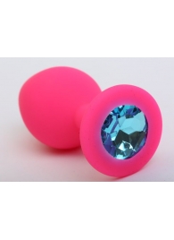 Розовая анальная втулка с голубым кристаллом - 7,3 см. - Джага-Джага - купить с доставкой #SOTBIT_REGIONS_UF_V_REGION_NAME#