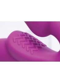 Ярко-розовый безремневой вибрострапон Evoke Vibrating Strapless Silicone Strap-on Dildo - XR Brands - купить с доставкой в Москве
