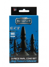 Набор из черных анальных силиконовых втулок MENZSTUFF 3-PIECE ANAL CONE SET - Dream Toys