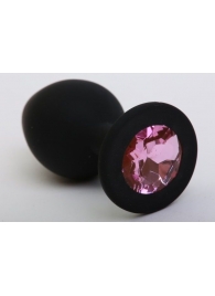 Чёрная анальная втулка с розовым кристаллом - 7,3 см. - Джага-Джага - купить с доставкой в Москве