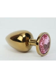 Золотистая средняя пробка с розовым кристаллом - 8,5 см. - Джага-Джага - купить с доставкой #SOTBIT_REGIONS_UF_V_REGION_NAME#