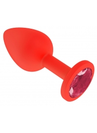 Красная анальная втулка с малиновым кристаллом - 7,3 см. - Джага-Джага - купить с доставкой в Москве