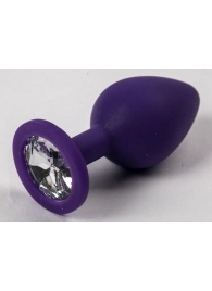 Фиолетовая силиконовая пробка с прозрачным кристаллом - 7,3 см. - Джага-Джага - купить с доставкой в Москве