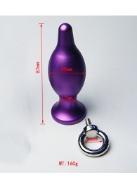 Фиолетовая металлическая анальная пробка с колечком - 8,7 см. - 4sexdreaM