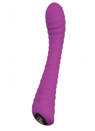 Фиолетовый перезаряжаемый вибратор с ребрышками QUEEN OF HEARTS - 15 см. - Dream Toys