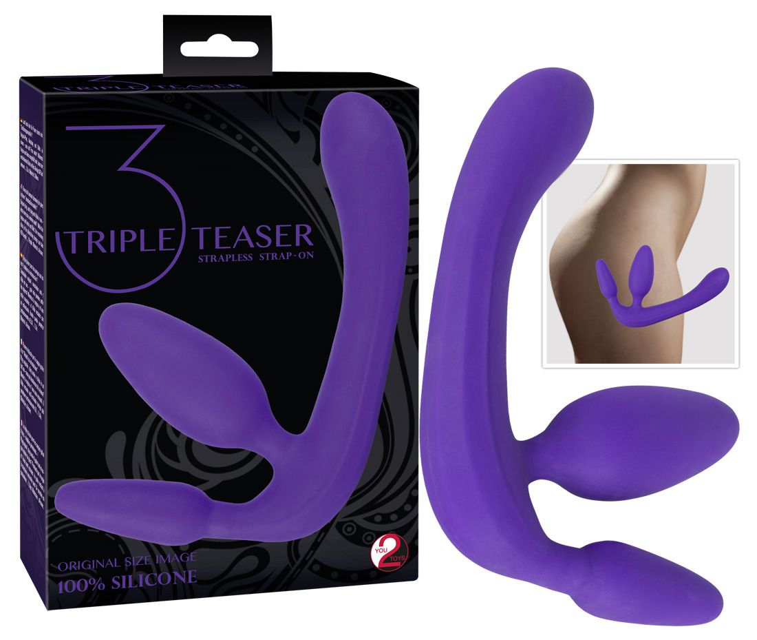 Фиолетовый безремневой страпон с двумя пробками - Orion - купить в Москве  по цене 6500 в интернет-магазине Orgasmix