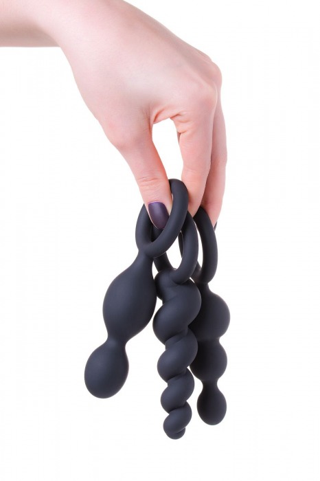 Набор анальных плагов Satisfyer, чёрный, 13,5/13,5/14см - Satisfyer