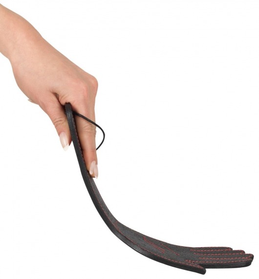 Чёрная шлёпалка Slapper Hand в виде ладошки с контрастной строчкой - 30 см. - Orion - купить с доставкой в Москве