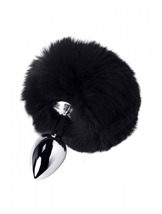 Серебристая анальная втулка TOYFA Metal с черным хвостиком - ToyFa - купить с доставкой в Москве