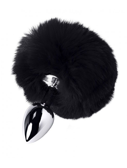 Серебристая анальная втулка TOYFA Metal с черным хвостиком - ToyFa - купить с доставкой в Москве