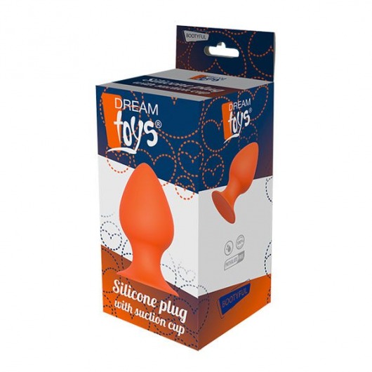 Оранжевая анальная пробка PLUG WITH SUCTION CUP - 11,6 см. - Dream Toys