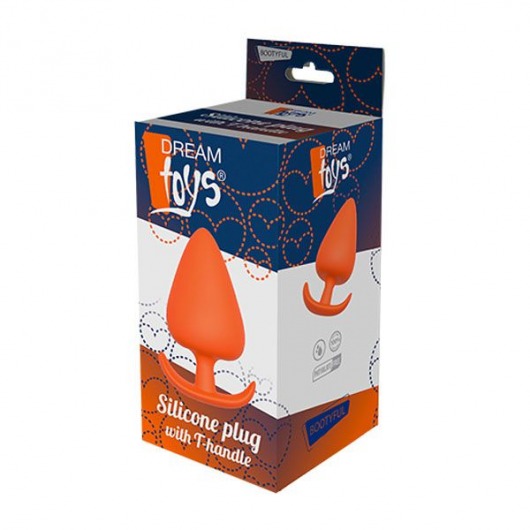 Оранжевая анальная пробка PLUG WITH T-HANDLE - 7,7 см. - Dream Toys