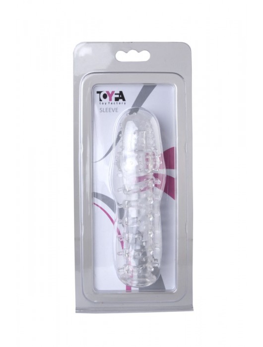 Прозрачная, закрытая насадка с шипами и точками - 13,5 см. - Toyfa Basic - в Москве купить с доставкой