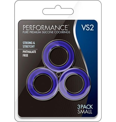 Набор из 3 синих эрекционных колец VS2 Pure Premium Silicone Cock Rings - Blush Novelties - в Москве купить с доставкой