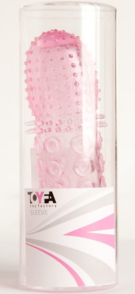 Гелевая розовая насадка с рельефом - 13,5 см. - ToyFa - в Москве купить с доставкой