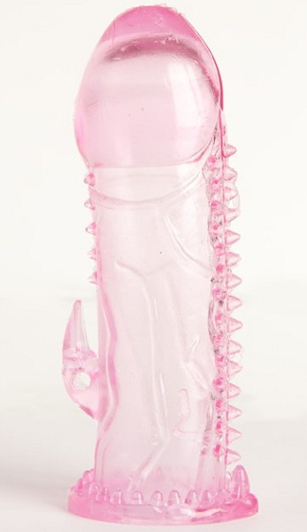 Розовая гелевая насадка с шипами и коготком - Toyfa Basic - в Москве купить с доставкой