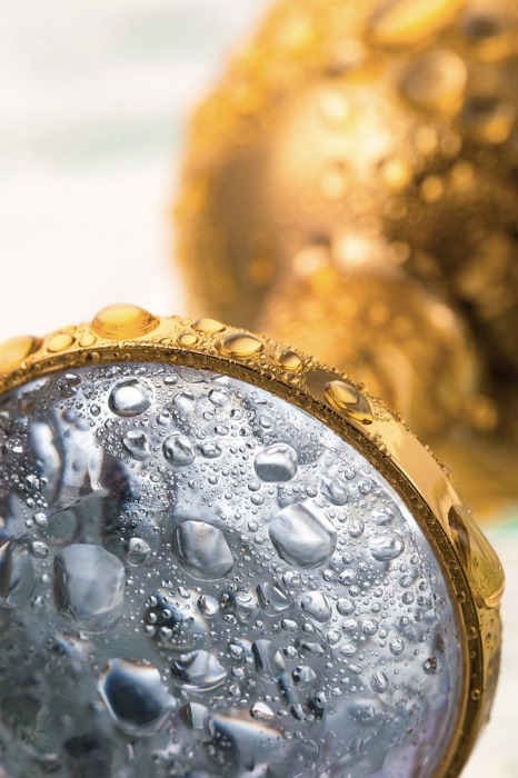 Золотистая маленькая анальная втулка с прозрачным кристаллом - 6 см. - ToyFa - купить с доставкой в Москве