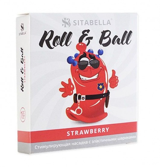 Стимулирующий презерватив-насадка Roll   Ball Strawberry - Sitabella - купить с доставкой в Москве
