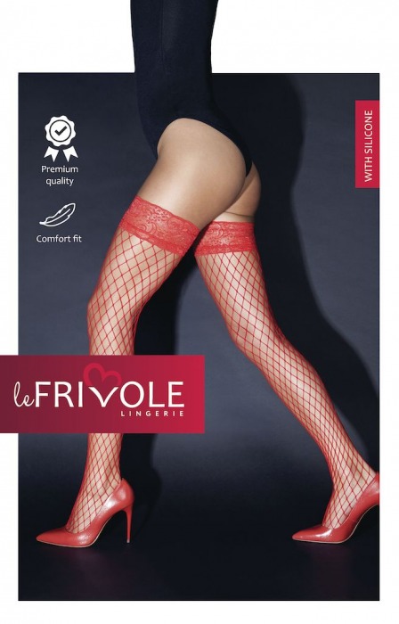 Чулки в крупную сетку с кружевной резинкой на силиконе - Le Frivole купить с доставкой