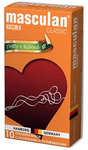 Розовые презервативы Masculan Classic Dotty+Ribbed с колечками и пупырышками - 10 шт. - Masculan - купить с доставкой в Москве