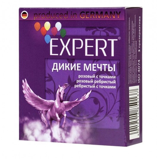 Презервативы с точками и ребрами Expert  Дикие мечты  - 3 шт. - Expert - купить с доставкой в Москве