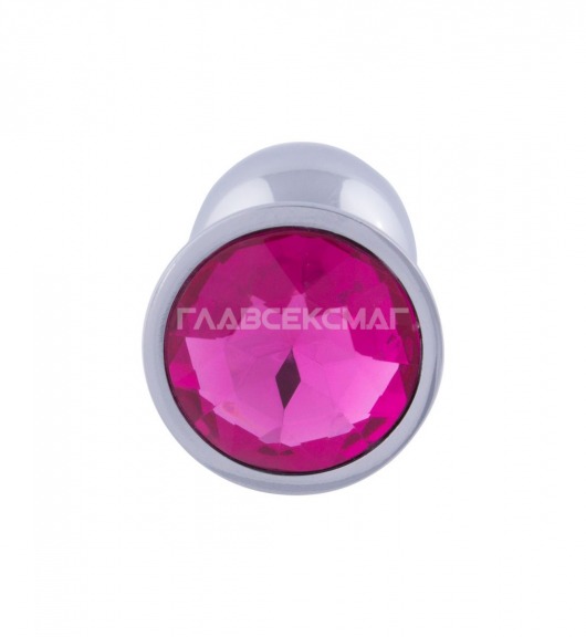Серебристая анальная пробка с розовым кристаллом - 7 см. - Главсексмаг - купить с доставкой в Москве