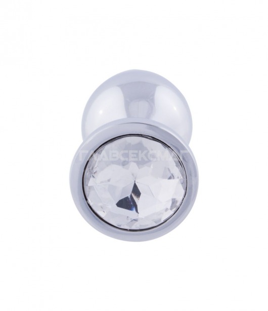 Серебристая анальная пробка с прозрачным кристаллом - 8,2 см. - Главсексмаг - купить с доставкой в Москве