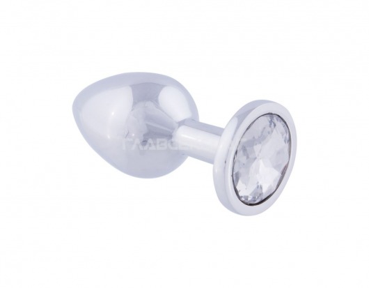 Серебристая анальная пробка с прозрачным кристаллом - 8,2 см. - Главсексмаг - купить с доставкой в Москве