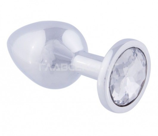 Серебристая анальная пробка с прозрачным кристаллом - 8,2 см. - Главсексмаг - купить с доставкой в Москве
