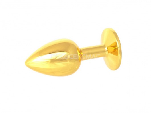 Золотистая анальная пробка с зелёным кристаллом - 7 см. - Главсексмаг - купить с доставкой в Москве