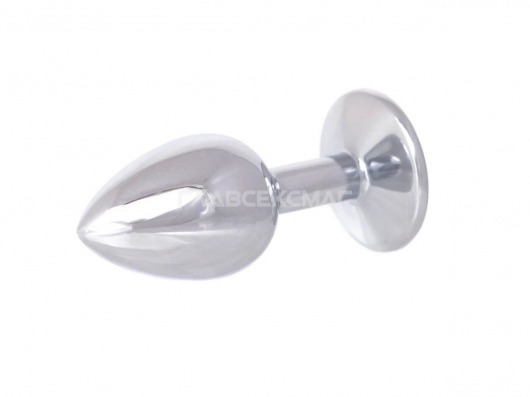 Серебристая анальная втулка с розовым кристаллом в основании - 7 см. - Главсексмаг - купить с доставкой в Москве