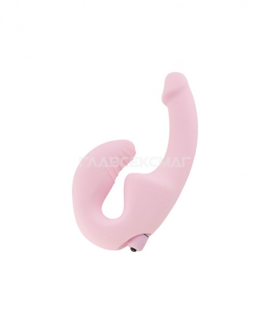 Нежно-розовый анатомический страпон с вибрацией - Главсексмаг - купить с доставкой в Москве