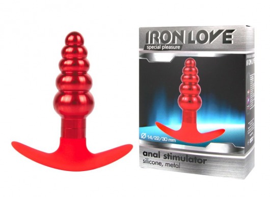 Красная анальная втулка из металла и силикона - 9,6 см. - Bior toys