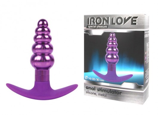 Фиолетовая анальная втулка из металла и силикона - 9,6 см. - Bior toys