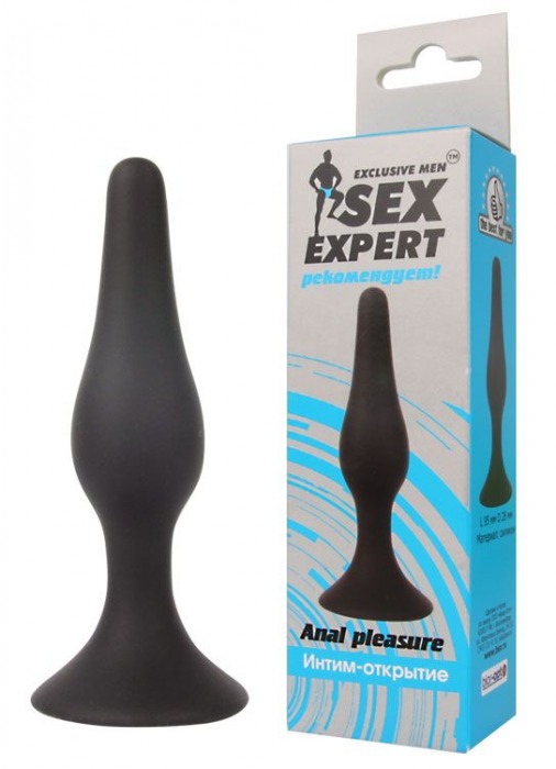 Чёрная анальная пробка Sex Expert - 9,5 см. - Bior toys