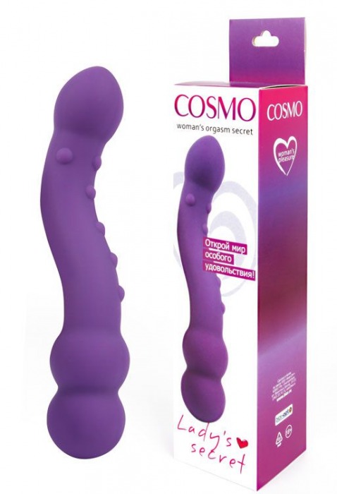 Фиолетовый изогнутый двусторонний стимулятор Cosmo - 18 см. - Bior toys