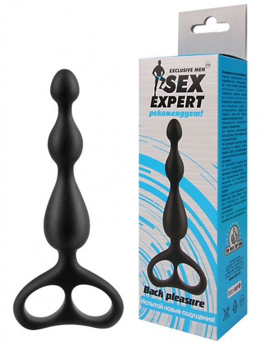 Чёрная анальная цепочка Sex Expert - 12,5 см. - Bior toys