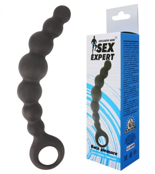 Чёрная анальная цепочка Sex Expert - 15 см. - Sex Expert