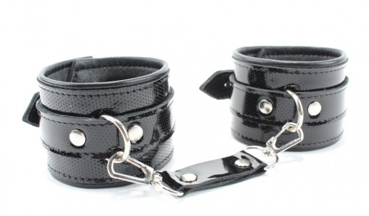 Кожаные лаковые наручники - БДСМ Арсенал - купить с доставкой в Москве