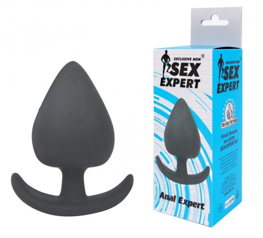 Чёрная анальная пробка с широким основанием-дугой Sex Expert - 9,5 см. - Bior toys