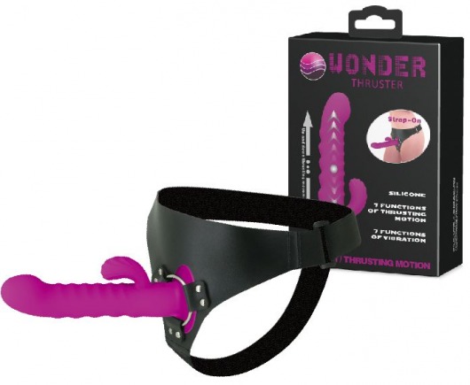 Фиолетовый страпон с пульсацией Wonder Thruster - 20 см. - Baile - купить с доставкой в Москве