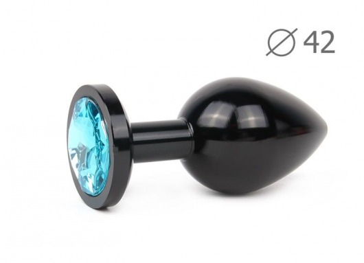 Коническая черная анальная втулка с голубым кристаллом - 9,3 см. - Anal Jewelry Plug - купить с доставкой в Москве
