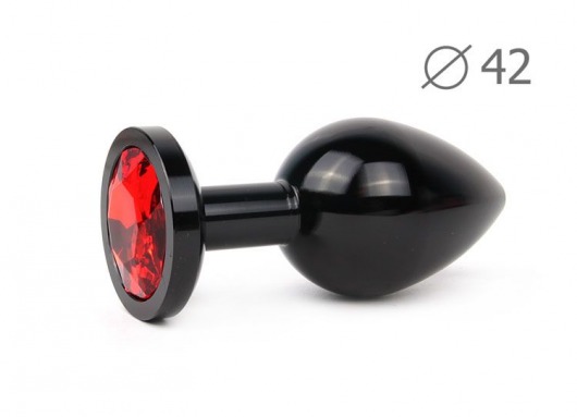 Коническая черная анальная втулка с красным кристаллом - 9,3 см. - Anal Jewelry Plug - купить с доставкой в Москве