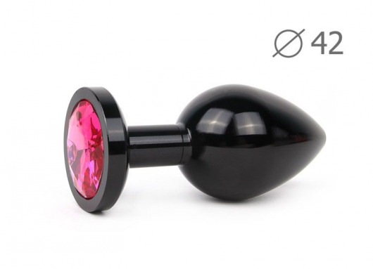 Коническая черная анальная втулка с малиновым кристаллом - 9,3 см. - Anal Jewelry Plug - купить с доставкой в Москве
