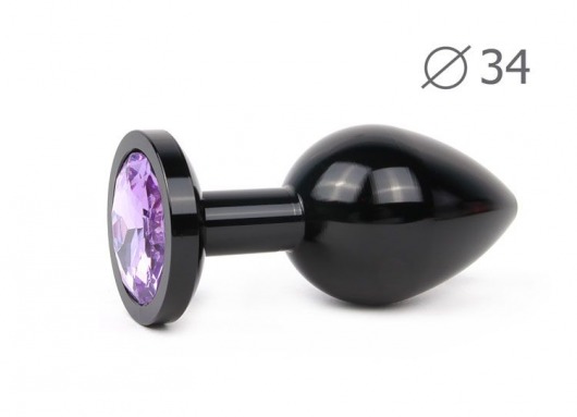 Коническая черная анальная втулка с сиреневым кристаллом - 8,2 см. - Anal Jewelry Plug - купить с доставкой в Москве