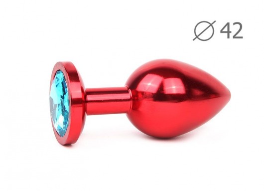 Коническая красная анальная втулка с голубым кристаллом - 9,3 см. - Anal Jewelry Plug - купить с доставкой в Москве