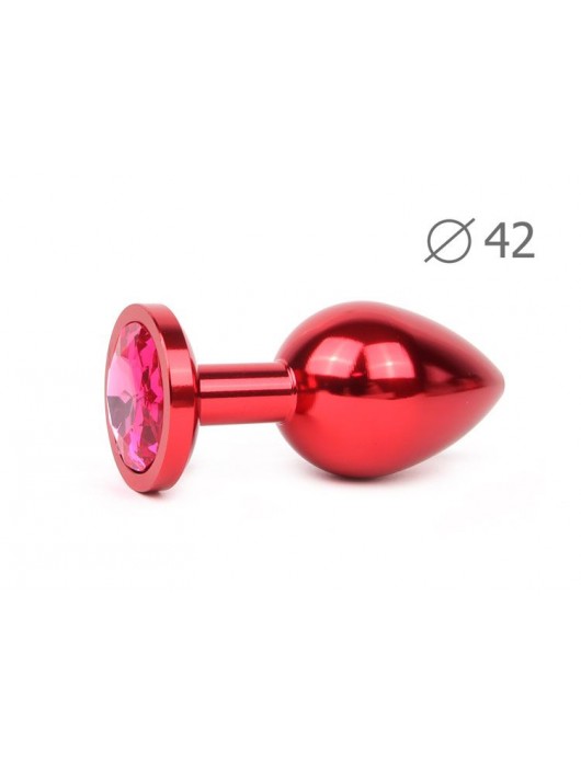 Коническая красная анальная втулка с малиновым кристаллом - 9,3 см. - Anal Jewelry Plug - купить с доставкой в Москве