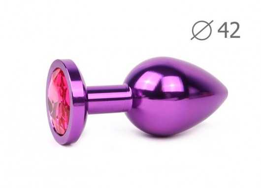 Коническая фиолетовая анальная втулка с малиновым кристаллом - 9,3 см. - Anal Jewelry Plug - купить с доставкой в Москве