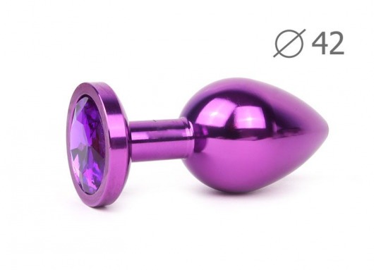 Коническая фиолетовая анальная втулка с фиолетовым кристаллом - 9,3 см. - Anal Jewelry Plug - купить с доставкой в Москве