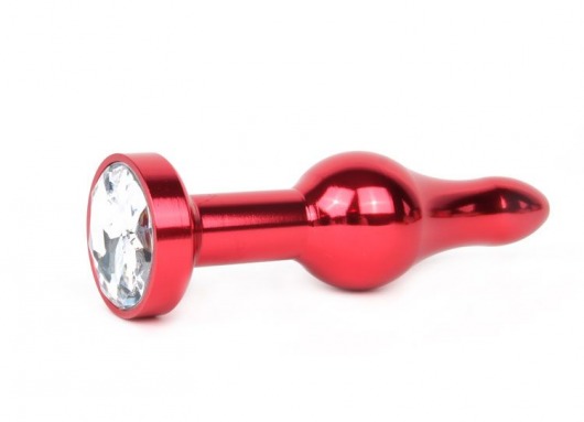 Удлиненная шарикообразная красная анальная втулка с прозрачным кристаллом - 10,3 см. - Anal Jewelry Plug - купить с доставкой в Москве